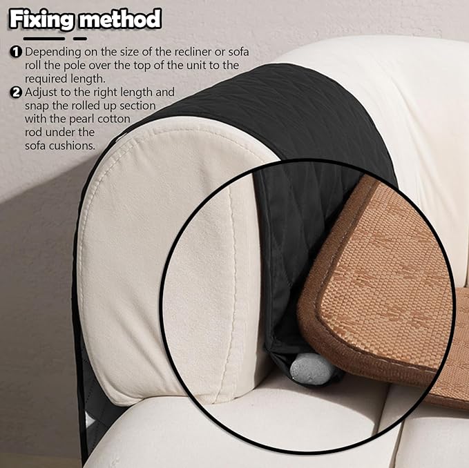 Huakaile Foldable Remote Control Holder Non-Slip Couch Sofa Chair Waterproof Armrest Organizer with 5 Pockets Armrest Organizer Couch Recliner Caddy Fits for Ipad, Phone, Magazines (Black)