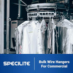 SPECILITE Wire Metal Clothes Hangers Bulk 100 Pack for Standard Size Suits, Coats, Shirts, Pants, Skirts, Space Saving, Non Slip,16 Inch 12 Gauge Ultra Thin, White