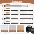 Heavy Duty Closet Rods for Hanging Clothes, Metal Black 1.3 Inch Diameter Closet Rods 17-63 Inch Adjustable Clothes Hanging Bar Shower Curtain Rods for Closet, Wardrobes, Bathrooms, Windows