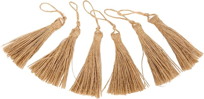 Rustic Style Natural Burlap Tassels for Crafts 6 Pieces Bracelet Necklace Home Decoration