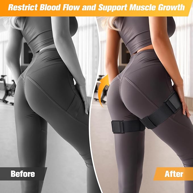 Booty Bands, Blood Flow Restriction Bands for Women/Men, Adjustable BFR Training Bands for Glutes & Hip Building, Occlusion Resistance Bands