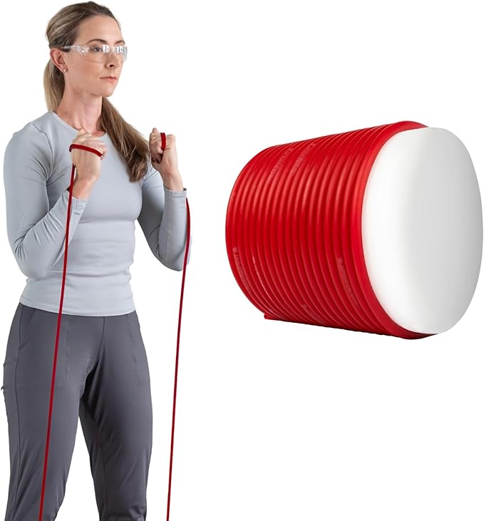 THERABAND Latex Resistance Tubing, Red, Medium Level 2, 100 ft Roll, Professional Grade Resistance Band for Exercise, Upper and Lower Body Workouts, Cut-to-Length, Color-Coded Levels