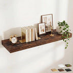 FLYJOE 48 Inch Long Floating Shelves for Wall Set of 1, 12" D Wood Grain Bathroom Shelves with Invisible Brackets, Easy Install Engineered Wood Storage Shelves for Kitchen, Living Room, Bedroom