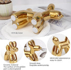 Notakia Large Golden Cute Ceramics Balloon Dog Statue Crafts Living Room Desktop Decorations,Handmade Modern Small Ceramic Animal Statue Ornament Home Decor Accents