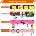 8Pcs Rectangle Felt Cork Board Bar Strips with 35 Pushpins, Self-Adhesive Bulletin Board Strips for Office School Home Wall Decor Stickers Memos Schedules Photos Display -Gradual Red