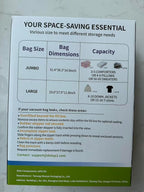 10 Pack Jumbo Vacuum Storage Bags with Hand Pump, Sturdy Leak-Free Vacuum Seal Bags, 80% Space Saver Vacuum Seal Bags for Clothing, Pillows, Bedding, Blankets, Comforters, Travel Luggage - Jumbo