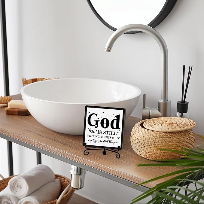 Home Decor, Farmhouse Shelf Decor For Living Room, Boho Aesthetic Table Decorations, Christian Gifts For Women Men, Entryway Tv Stand Fireplace Mantle Coffee Table Decoration (story-05)