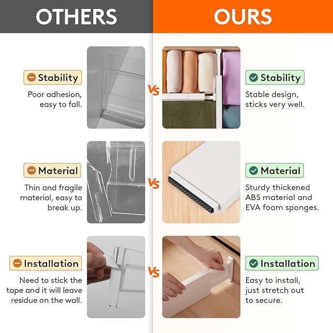 Lifewit 5 Pack 4" High Drawer Dividers 28-43.5cm/11-17" Adjustable Drawer Organizer for Clothes/Utensils, Expandable Drawer Separator in Dresser/Kitchen/Bedroom/Office Organization & Storage Beige