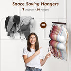 HOUSE DAY Belt Hanger for Closet 1 Pack, 20 Hooks Bra/Tie/Tank Top Hanger, Space Saving Hangers Storage Max 20 Belts/Ties, Sturdy Wooden Belt Rack Closet Accessories