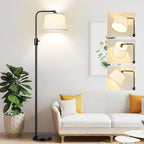 【Upgraded】 Dimmable Floor Lamp, 1000 Lumens LED Edison Bulb Included, Arc Floor Lamps for Living Room Modern Standing Lamp with Linen Shade, Tall Lamp for Bedroom Office Dining Room- Black