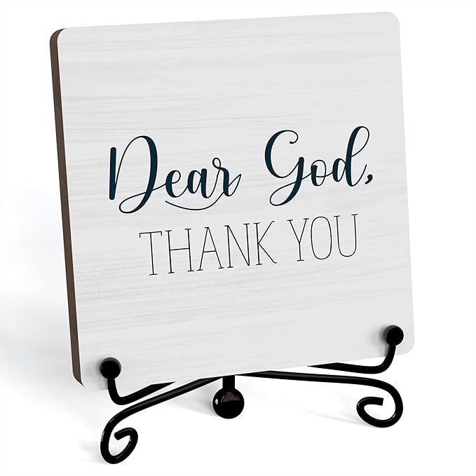 Modern Farmhouse Decor, Home Decor For Living Room, Boho Chic Aesthetic Shelf Decorations, Christian Dear God Sign, Farm House Entryway Tv Stand Fireplace Coffee Table Decoration (08)
