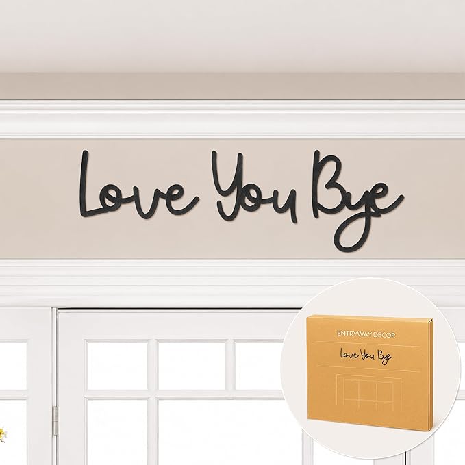 Dripykiaa Wall Decor 31.5" Love You Bye Sign Hanging Hallway Decoration Express Love and Warm for Your Family Lover Wife Husband Hallway Entryway Door Wall Art Boho Decor