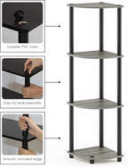 Furinno TURN-N-TUBE Corner Shelf, 4-Tier Corner Bookshelf, Display Storage Shelves with Open Shelves, for Organization and Storage, Living Room, Home Office, Garage, French Oak