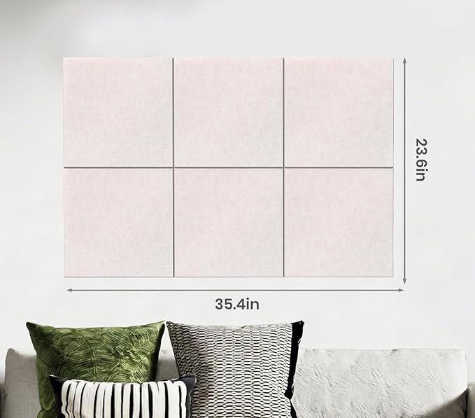 Large Cork Board Alternative 36" X 24" Bulletin Board - 6 Pack Removable Felt Wall Tiles with 20 pushpins, Large Cork Boards for Walls Cork Board for Office Pin Board Tack Board - Oatmeal
