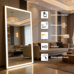 Full Length Mirror with Lights, 71"x32" Full Body Mirror with Light, Lighted Floor Mirror, LED Full Length Mirrors Wall Mounted Dimming & 3 Color Lighting for Bedroom, White