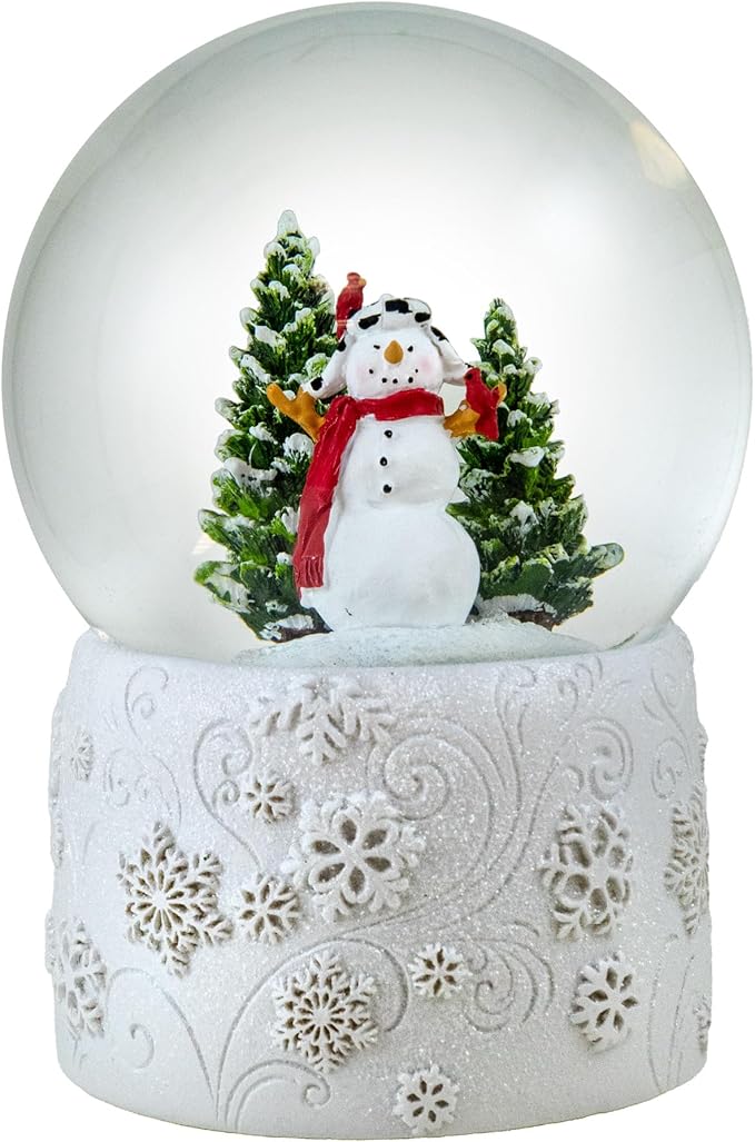 120MM Snowman Snow Globe with White Snowflake Base by The San Francisco Music Box