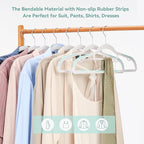 Pack of 30 Coat Hangers, Space-Saving Plastic Clothes Hangers, Non-Slip, 0.2 Inches Slim, 360° Swivel Silver Hook for Shirts, Pants, Suit & Wet/Dry Garments, Blue and White