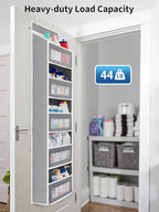 JARLINK Over The Door Organizer Storage, 5 Shelf Hanging Door Organizer with 5 Large Capacity Pockets, Anti Tilt 44 lb Load Behind Door Storage for Bedroom, Bathroom, Pantry, Nursery, (Grey)