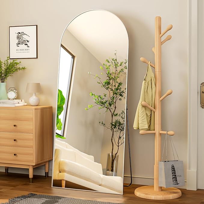 Full Length Mirror, 71"x25" Arch Mirror Floor Mirror with Stand Wall Mirror Silver Arched Full Body Mirror Standing Hanging or Leaning Against Wall Bedroom Mirrors for Entry, Living Room