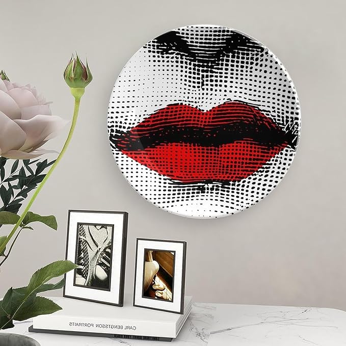 Lina Cavalieri Plate, Wall Decorative Plate, Mysterious Face Plate Wall Hanging Decoration,Including Bracket And Special Spring HooK, (style-16, 10inch)