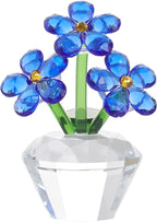 Qianwei Blue Forget Me Not Crystal Flowers - Sympathy Glass Flowers Collectible Figurines Decor Paperweight Ornament Home Office Table Desk Decorations