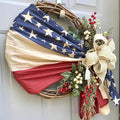 250th Anniversary Patriotic Wreath, Red White and Blue Wreath All-Weather Farmhouse Outdoor Holiday Decoration, Memorial Wreaths 3D Eagle Wreaths for Front Door (A)
