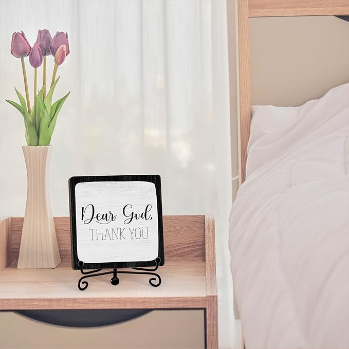 Modern Farmhouse Decor, Home Decor For Living Room, Boho Chic Aesthetic Shelf Decorations, Christian Dear God Sign, Farm House Entryway Tv Stand Fireplace Coffee Table Decoration (04)