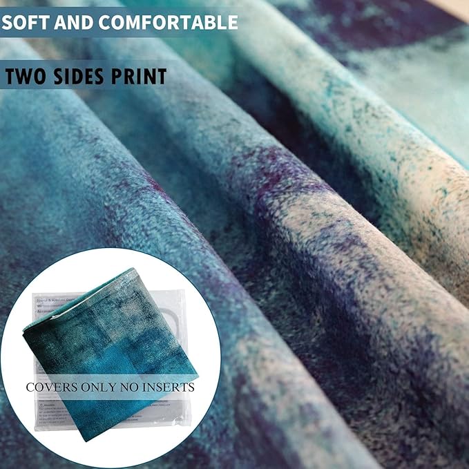 Throw Pillow Covers 18x18 Set of 2 Turquoise and Grey Art Throw Pillow Covers Soft Decorative Couch Pillow Covers for Home Living Room Bedroom