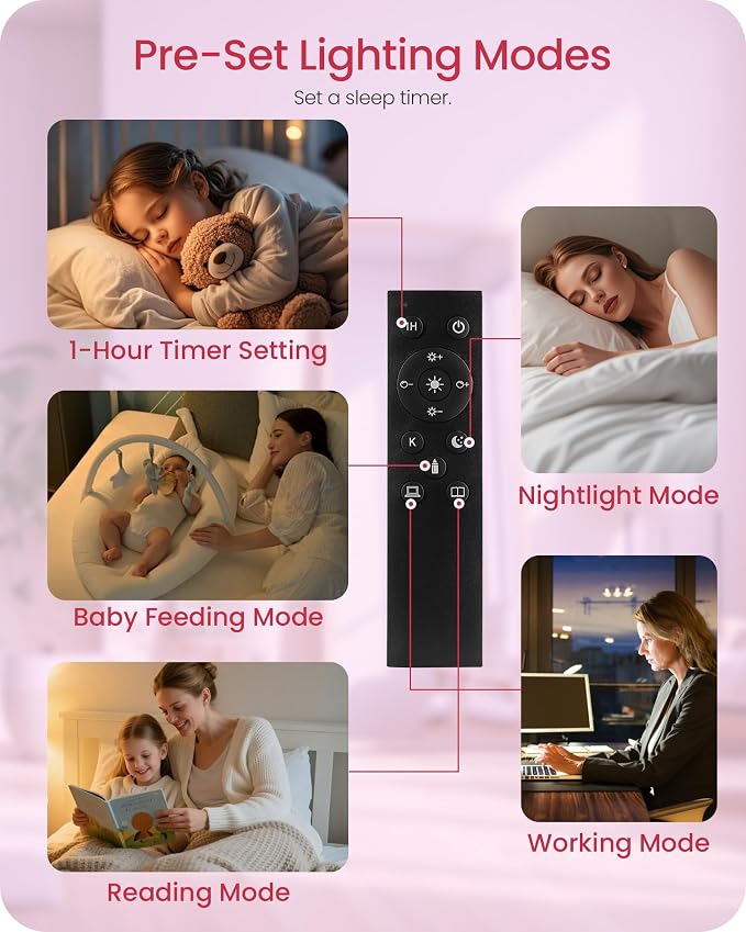 Dimmable Floor Lamps for Living Room with Remote and Foot Switch, 64.4” Modern Standing Tall Lamp, Corner Lamp for Bedroom, Bulb Included, 3000K-6500K, FCC Listed, Sakura Pink PCP06LD05W1