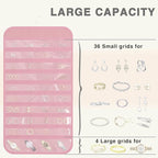 2-Pack Hanging Jewelry Organizer Storage, 40 Pockets 36 Hooks Necklace Earring Necklace Bracelet Ring Organizer, Double - Sided Design, Pink