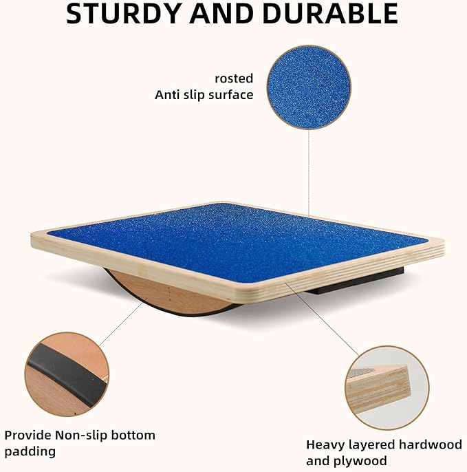 Juoe Balance Board Wobble Board for Adults and Kids - Anti-Slip 350LBS Balance Board for Physical Therapy,Balance Training,Posture Correction,Standing Desk Core Strength Wooden Balance Rocker Board