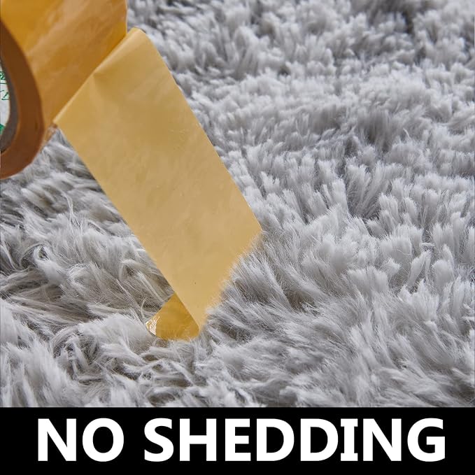 FJZFING Tie-Dyed Light Grey Round Rug Ultra-Soft Plush Modern 7x7 Circle Area Rug for Kid's Bedroom, Fluffy Shag Circular Rug for Nursery Room, Non-Slip Tie-Dyed Light Grey Rug for Teen's Room