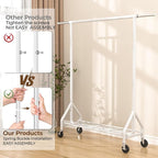 Heavy Duty Clothes Rack Load 450 LBS, Metal Garment Rack, Standing Rolling Clothing Rack for Hanging Clothes with Sturdy Wheels & Shelves, Portable Closet Wardrobe Rack,White