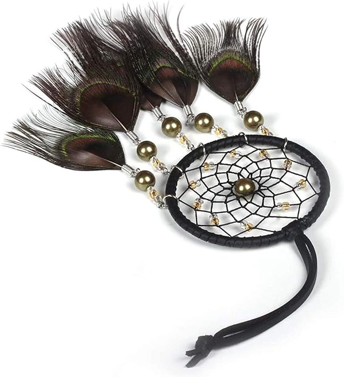 Dream Catchers for Cars Rear View Mirror, Small Feather Dream Catcher Wall Hanging Car Deco Car Charm Ornament (3.1Brown)