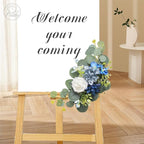 Odouzy Artificial Wedding Arch Flowers for Wedding Sign,Set of 2 for Welcome Ceremony Sign,Faux Floral Swags,Wedding, Banquet and Reception Backdrop Floral Decoration (Blue)