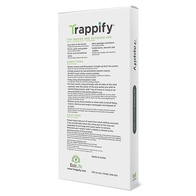 Trappify Ultimate Adhesive Moth Traps for Clothes - Monitoring Pantry Moth Traps for Home, Kitchen, Closet, Cabinet, Storage Rooms, Cupboard |Easy Setup (12 Pack)