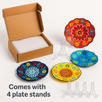 4-Piece 5-Inch Handmade Turkish Ceramic Plate Set – Wall & Table Decor & Jewelry/Ring Dish – Decorative Rings & Jewelry Tray Set