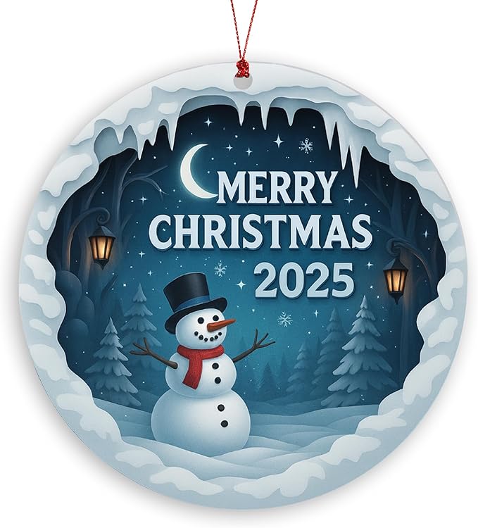 Merry Christmas Ornaments, Snowman Charm, Holiday Joy, Ornaments Decorations, Lovely Snowman Ornament Hanging Decor for Tree, Car, Home, White Elephant Gifts, Christmas Decorations