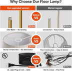 Nintiue Dimmable Floor Lamp, 1000 LM LED Edison Bulb Included, Arc Floor Lamps for Living Room Modern Standing Lamp Tall Lamps for Living Room Bedroom-Brass