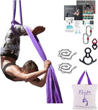 F.Life Aerial Silk 10 Yards Kit Durable Aerial Yoga Hammock with Hardware & Guide Aerial Swing for Acrobatic Flying Yoga