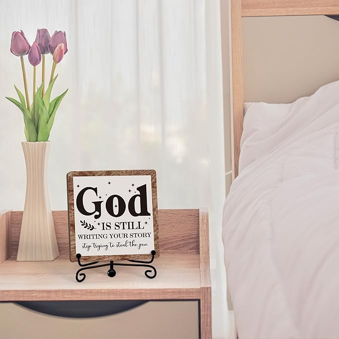 Home Decor, Farmhouse Shelf Decor For Living Room, Boho Aesthetic Table Decorations, Christian Gifts For Women Men, Entryway Tv Stand Fireplace Mantle Coffee Table Decoration (story-04)