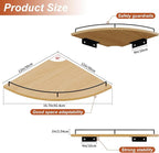 JJL Corner Shelf Wall Mounted, 12 Inches 3-Tier Floating Corner Shelf, Fan-Shaped Rustic Wood Decor with Fence, Natural Wood Grain Storage for Apartment Bedroom Kitchen Bathroom