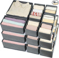 16 Pack Drawer Organizer Clothes, Foldable Fabric Dresser Organizer Closet Organizers and Storage Box for Underwear,Folded Clothes,Baby Clothing,Socks,Bra,Towels,Ties(Gray)