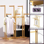 Clothing Racks - Metal Garment Racks for Retail Display Hanging Clothes, Heavy Duty Gold Commercial Clothing Display Rack with Wheels, FreeStanding Sturdy Clothes Organization (6 Arm,Gold)