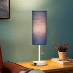 Dott Arts 18" Table Lamp for Bedroom, 3-Color Bedside Lamps with Pull Chain, Bedroom Table Lamps for Nightstand,AC Outlet Small Lamp for Living Room, Bulb Included Blue
