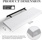 BAYKA Floating Shelves White, 22.5 inch Rustic Wood Wall Mounted Shelves for Bathroom, Bedroom, Living Room, Kitchen & Office, Hanging Shelf Deocr Display with 22 lbs Capacity, Set of 2