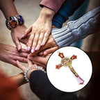 Bovemee Saint Benedict Benedictine Red Enamel 4.7X2.7 Inch Protection Wall Crucifix Cross Catholic San Benito Medalla Prayer Decoration