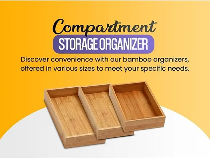 YBM HOME Bamboo Drawer Organizer Storage Box for Kitchen Drawer, Junk Drawer, Office, Bedroom, Children Room, Craft, Sewing, and Bathroom, 2 Pack 3x3x2 inch