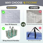 TICONN 4 Pack Extra Large Moving Bags Heavy Duty with Zippers & Carrying Handles, Durable Storage Bags Moving Boxes for Closet Organizers and Storage (4 Pack, Olive)