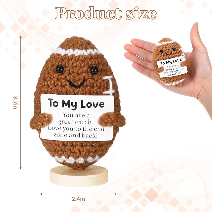 I Love You Gifts for Him,to My Love Handmade Crochet Football Doll Present for Him Her Boyfriend Girlfriend